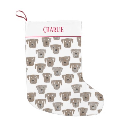 Cute Chocolate Labrador Retriever Dog Custom Name Small Christmas Stocking