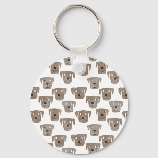 Cute Chocolate Labrador Retriever Dog Keychain (Front)