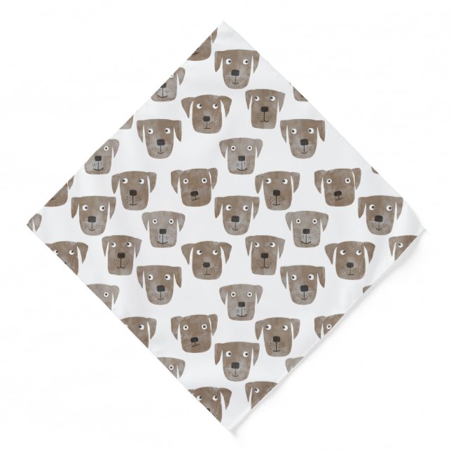 Cute Chocolate Labrador Retriever Dog Pattern Bandana (Front)