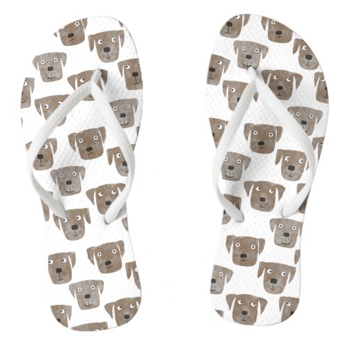 Cute Chocolate Labrador Retriever Dog Pattern Flip Flops