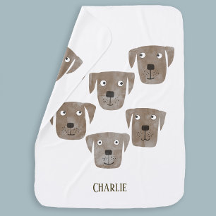 Cute Chocolate Labrador Retriever Dog Personalized Baby Blanket