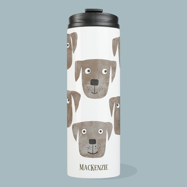 Cute Chocolate Labrador Retriever Dog Personalized Thermal Tumbler (Creator Uploaded)