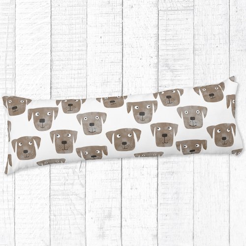 Cute Chocolate Labrador Retriever Dog Watercolor Body Pillow