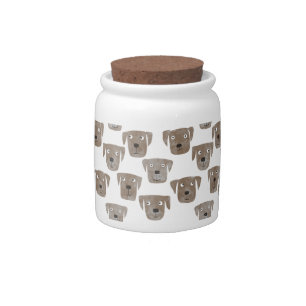 Cute Chocolate Labrador Retriever Dog Watercolor Candy Jar