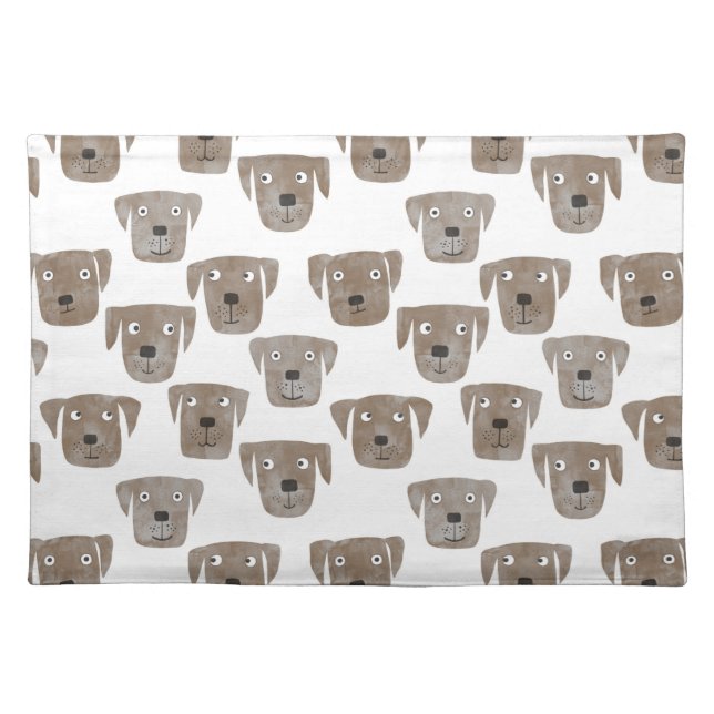 Cute Chocolate Labrador Retriever Dog Watercolor Cloth Placemat (Front)
