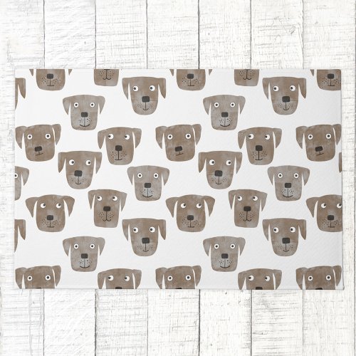 Cute Chocolate Labrador Retriever Dog Watercolor Doormat