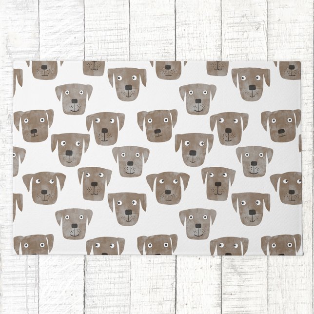 Cute Chocolate Labrador Retriever Dog Watercolor Doormat (Chocolate Labrador Retriever dog pattern doorma)