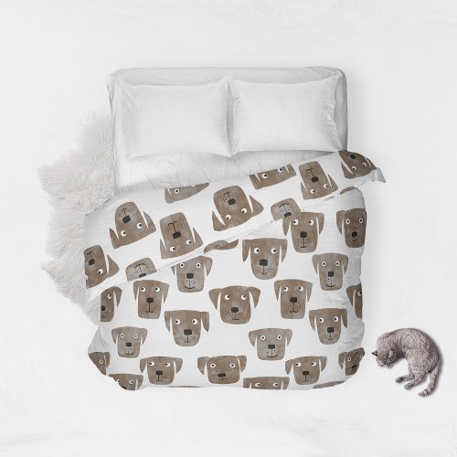 Cute Chocolate Labrador Retriever Dog Watercolor Duvet Cover