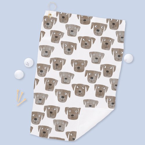 Cute Chocolate Labrador Retriever Dog Watercolor Golf Towel