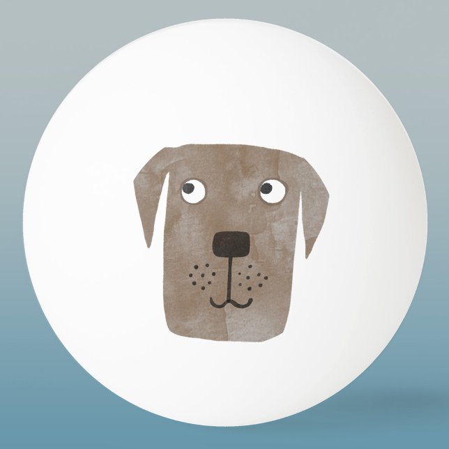 Cute Chocolate Labrador Retriever Dog Watercolor Ping Pong Ball (Fun Chocolate Labrador Retriever dog watercolor ping pong ball)
