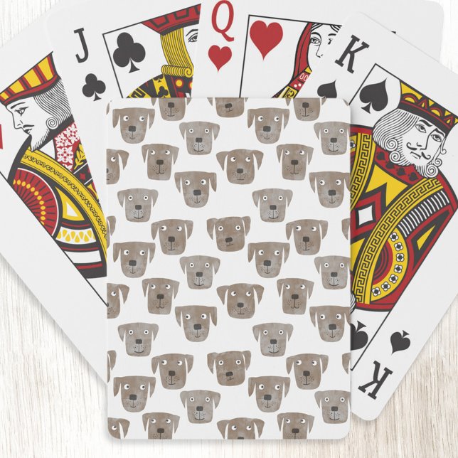 Cute Chocolate Labrador Retriever Dog Watercolor Poker Cards (Chocolate Brown Labrador Retriever dog pattern art playing cards)