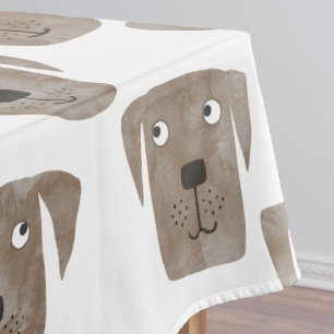 Cute Chocolate Labrador Retriever Dog Watercolor Tablecloth