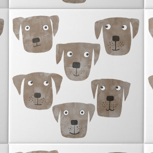 Cute Chocolate Labrador Retriever Dogs Ceramic Tile