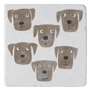 Cute Chocolate Labrador Retriever Dogs Trivet