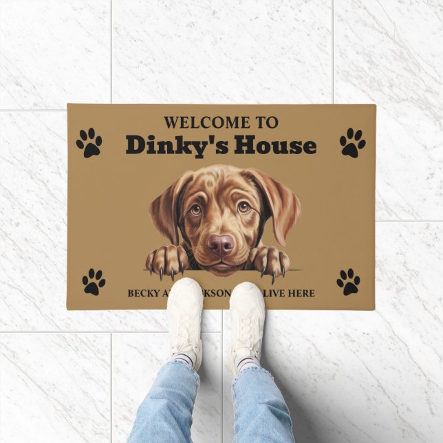 Cute Chocolate Labrador Retriever Photo Doormat (Indoor)
