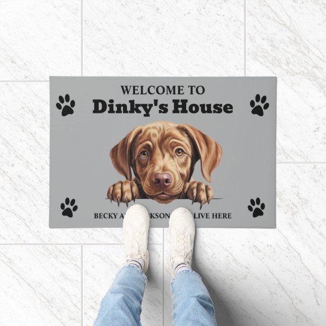 Cute Chocolate Labrador Retriever Photo Doormat (Indoor)