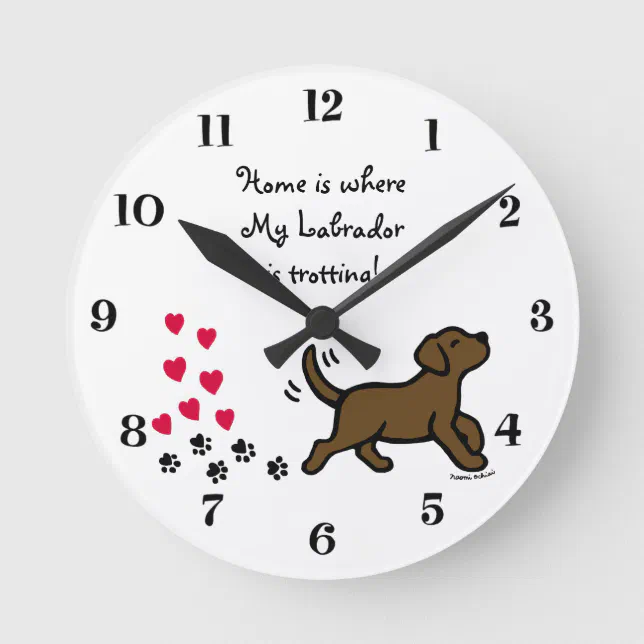 Cute Chocolate Labrador Trotting Clock | Zazzle