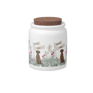Cute Chocolate Labrador Watercolor Snack Time Candy Jar