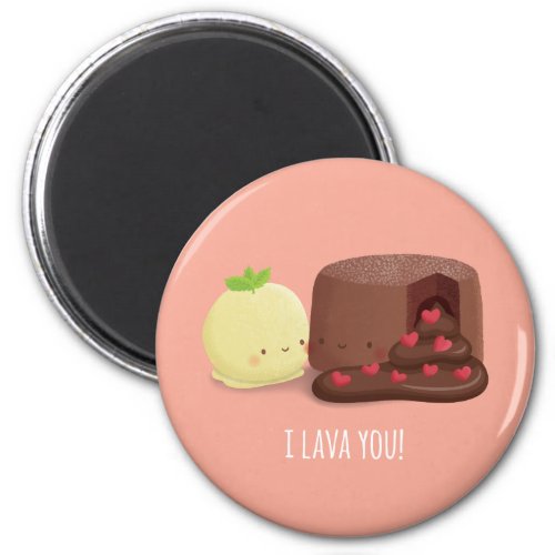 Cute Chocolate Lava Cake and Ice Cream Pun Magnet