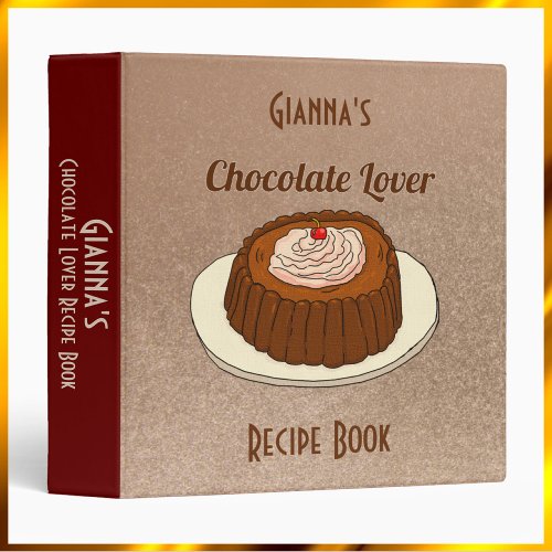 Cute Chocolate Lover Recipe 3 Ring Binder
