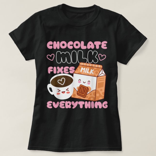 Cute Chocolate Milk Kawaii Design T-Shirt (Design Front)