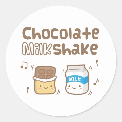 Cute Chocolate Milkshake Doodle For Her Classic Round Sticker