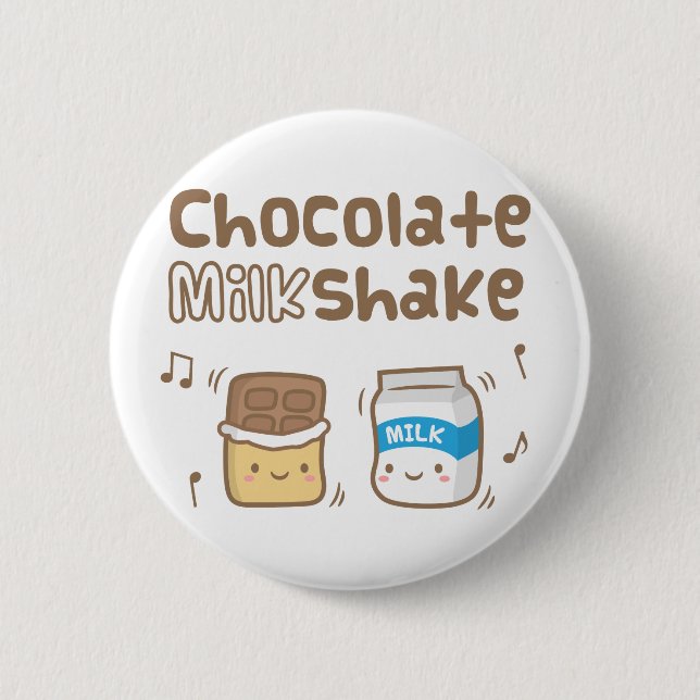 Cute Chocolate Milkshake Doodle For Her Pinback Button (Front)