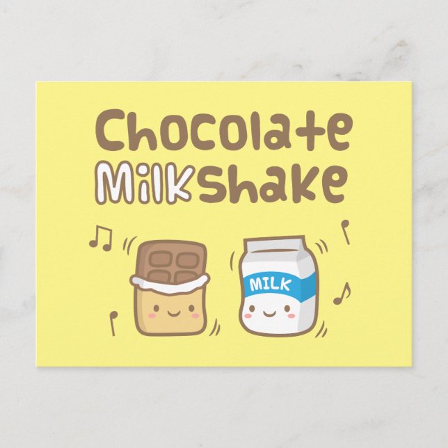 Cute Chocolate Milkshake Doodle For Her Postcard (Front)