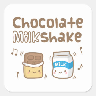 Cute Chocolate Milkshake Doodle For Her Square Sticker