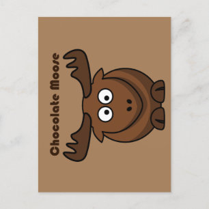 Cute Chocolate Moose, Funny Dessert Pun Cartoon Postcard