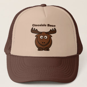 Cute Chocolate Moose,  Funny Dessert Pun Cartoon Trucker Hat