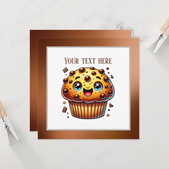 Cute chocolate muffin party invitation (Front/Back In Situ)