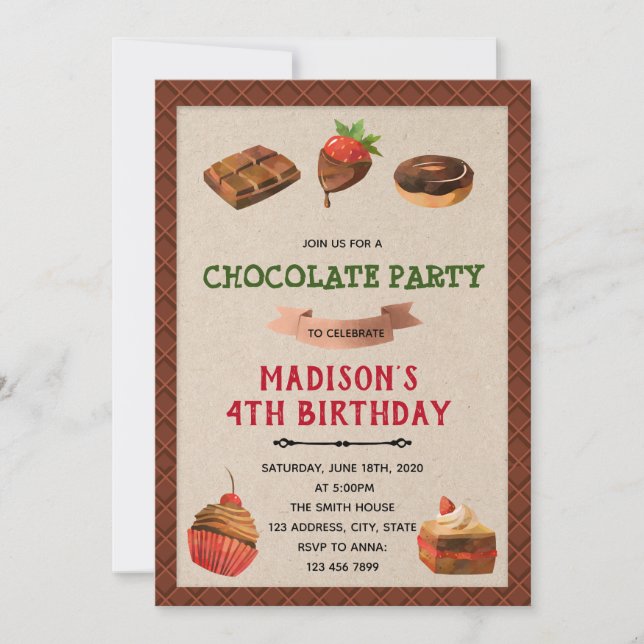 Cute chocolate party theme Invitation (Front)