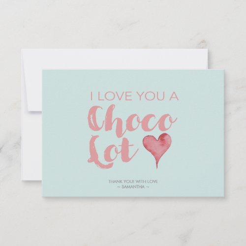 Cute Chocolate Pun Typography Green Thank You Card