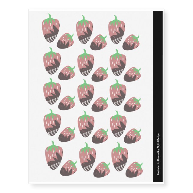 Cute Chocolate Strawberries Temporary Tattoos (Front)