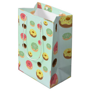 Cute Chocolate strawberry donuts pattern Birthday  Medium Gift Bag