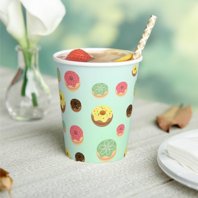 Cute Chocolate strawberry donuts pattern Birthday  Paper Cups (Insitu)