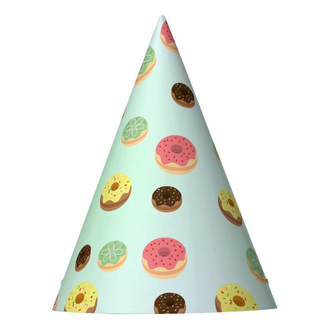 Cute Chocolate strawberry donuts pattern Birthday  Party Hat (Front)