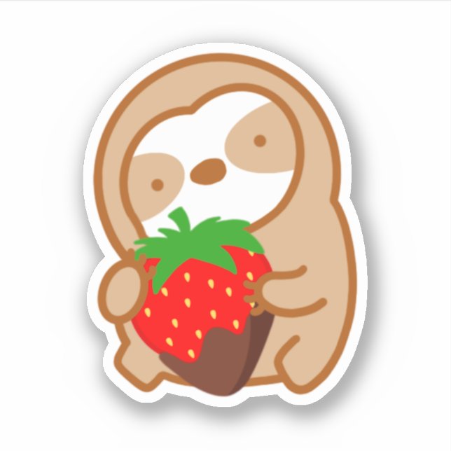 Cute Chocolate Strawberry Sloth  Sticker (Front)