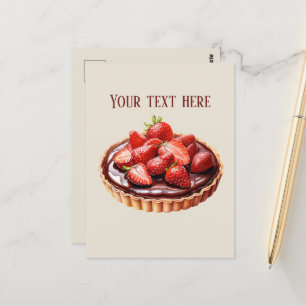 Cute chocolate Strawberry tart add message Postcard
