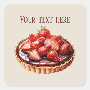 Cute chocolate Strawberry tart add message Square Sticker