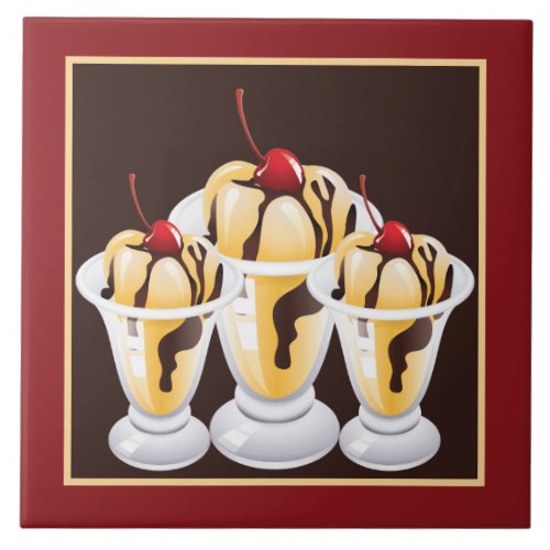 cute chocolate sundae ice cream decor ceramic tile