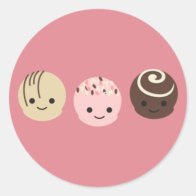 Cute Chocolate Truffles Classic Round Sticker (Front)