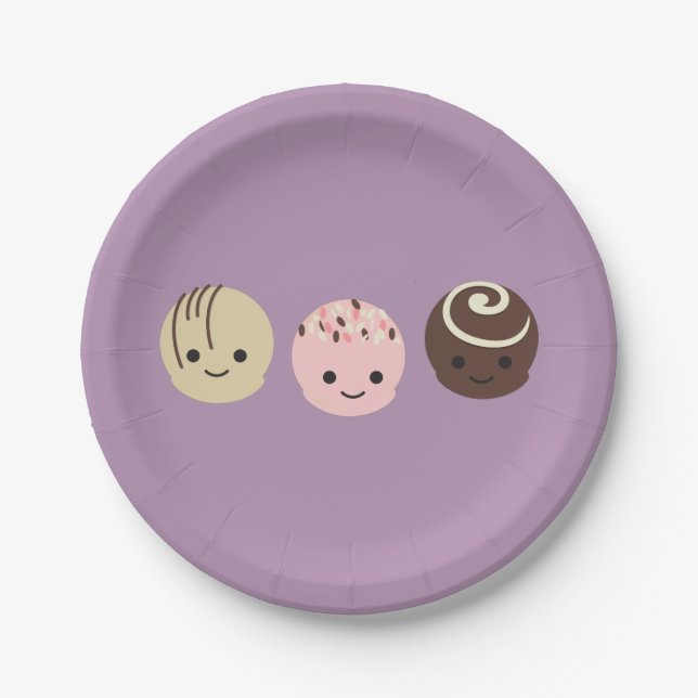 Cute Chocolate Truffles Paper Plates (Front)