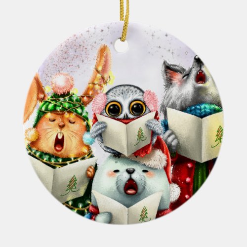 Cute Choir Animals  Teacher Christmas Ceramic   Ceramic Ornament