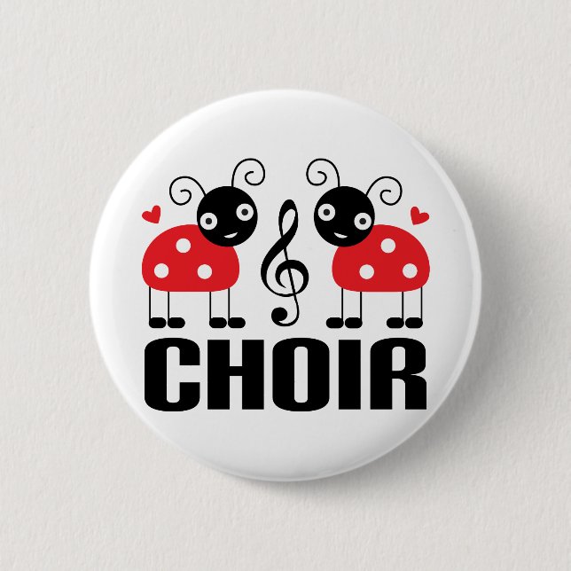 Cute Choir Red Ladybugs Pinback Button (Front)
