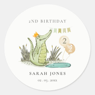 Cute Chomp Alligator in Swamp Any Age Birthday Classic Round Sticker