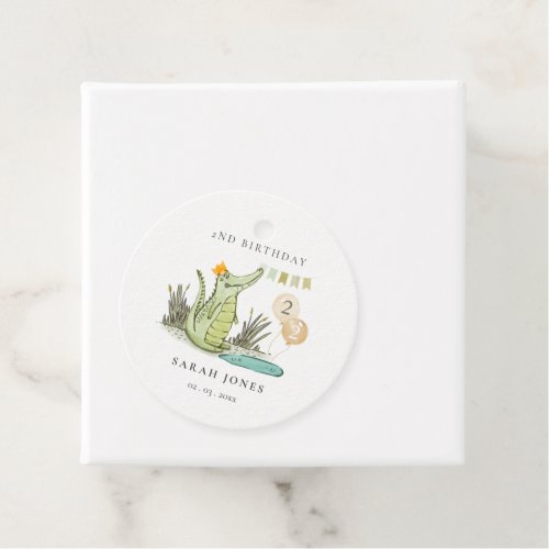 Cute Chomp Alligator in Swamp Any Age Birthday  Favor Tags