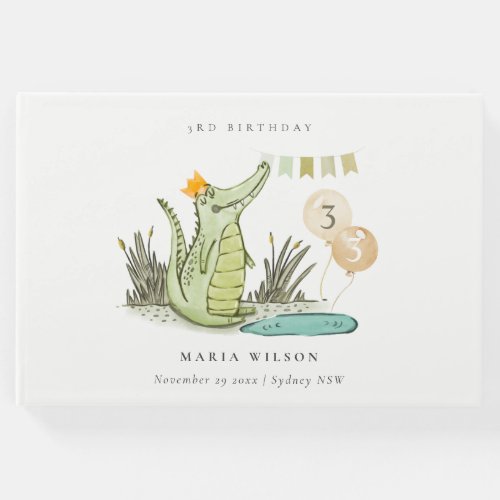 Cute Chomp Alligator in Swamp Any Age Birthday  Guest Book