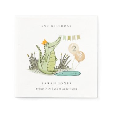 Cute Chomp Alligator in Swamp Any Age Birthday  Napkins